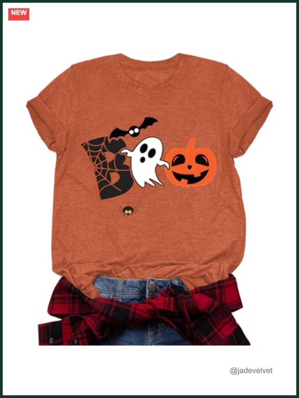 Funny Halloween Ghost Pumpkin T-Shirt Women Short Sleeve Crew Neck Fall Tee